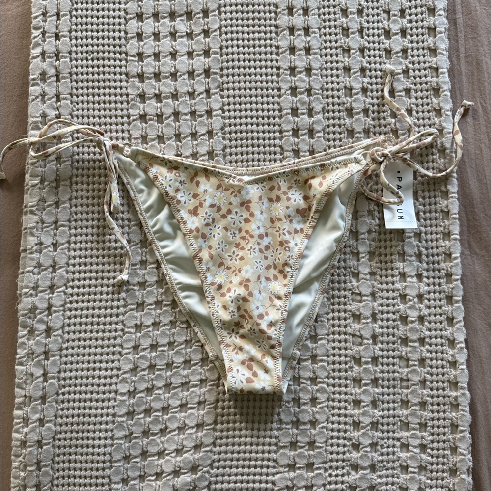 NEW PacSun‎ Cream Side-Tie Floral Bikini Bottom Size L